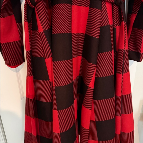 Torrid Red and Black Plaid Trench Coat - Picture 7 of 9